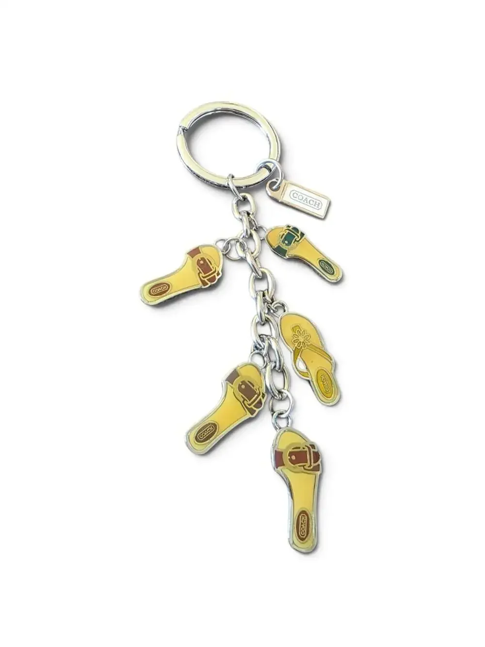 Vintage Coach Yellow Enamel Sandal Flip Flop Charm Keychain Bag Charm Y2K Rare
